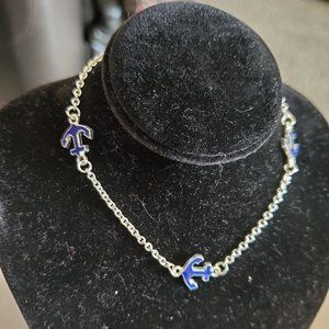 9" Silver Tone Anchor Beach Nautical Theme Anklet